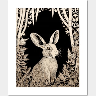 Minimalistic Rabbit Line Art Bunny Posters and Art